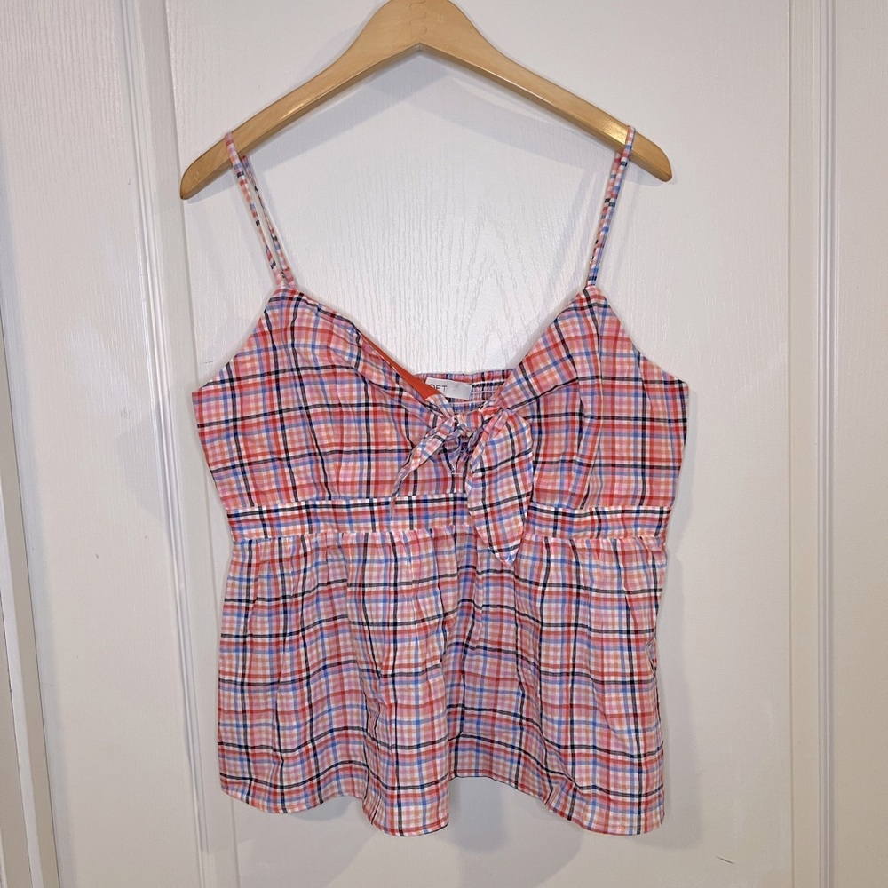 LOFT Multicolored Tie Front Fitted Camisole